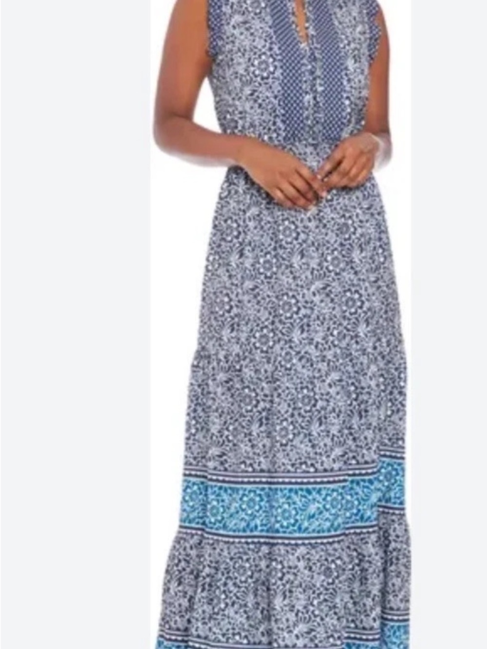 London Times Navy and White Floral Maxi Dress - Picture 2 of 7